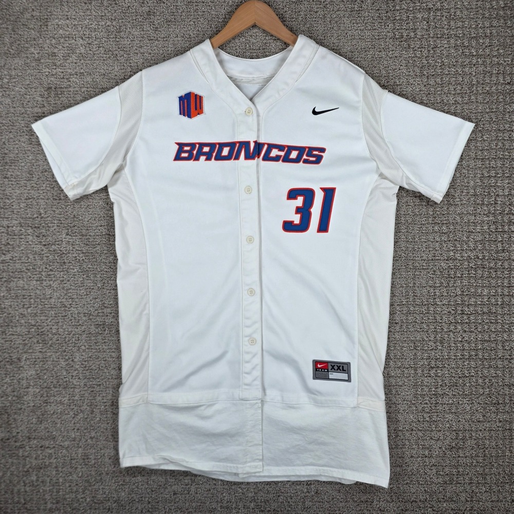 Nike Boise State Broncos Team Issued Game Worn Softball Jersey White XXL Button
